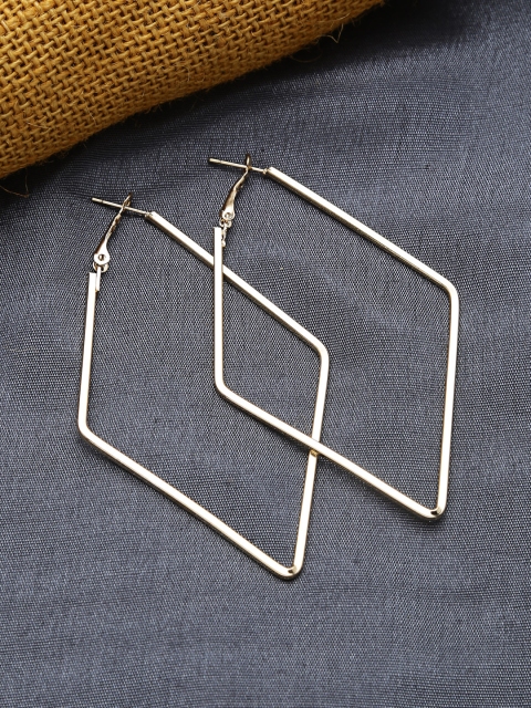 

ZeroKaata Gold-Toned Diamond Shaped Hoop Earrings