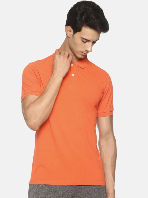 

Soul Space Men Orange Solid Polo Collar T-shirt