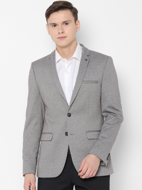 

Allen Solly Men Grey Self-Design Slim-Fit Single-Breasted Blazer