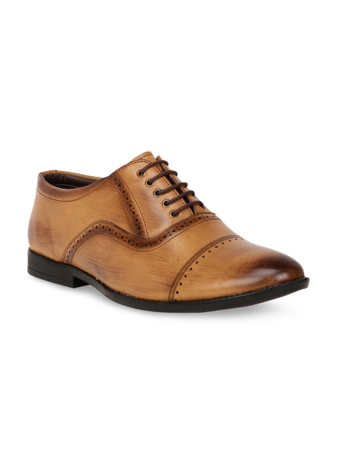 Respiro Men Black Solid Formal Oxfords, Tan