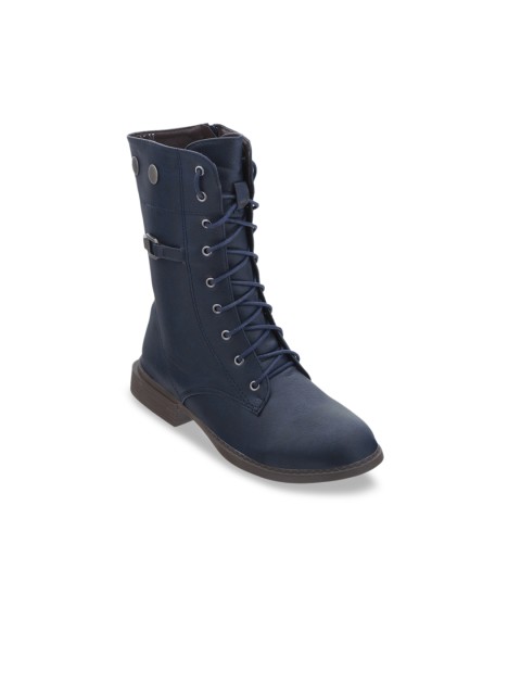 

SHUZ TOUCH Women Blue Solid High-Top Heeled Boots