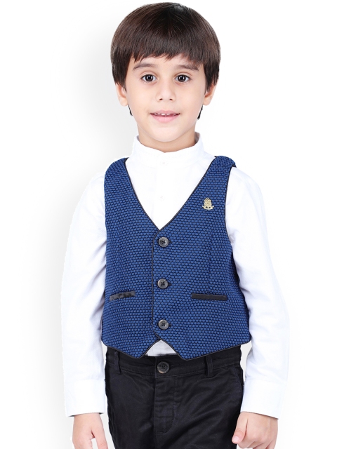 

One Friday Boys Blue Printed Pure Cotton Waistcoat