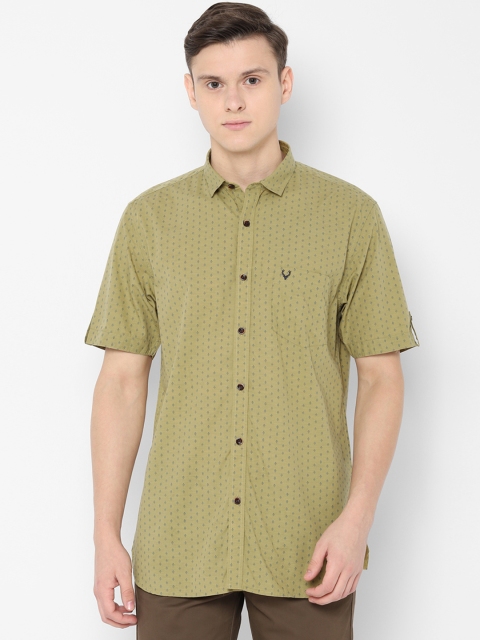 

Allen Solly Men Olive Green Slim Fit Printed Casual Shirt