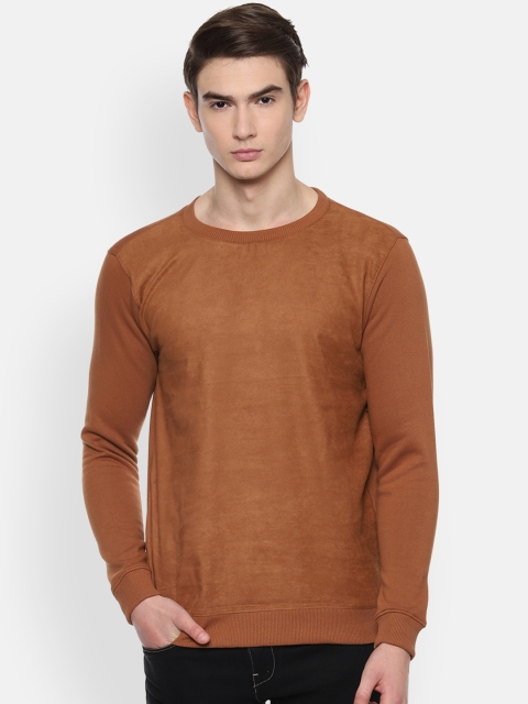 

V Dot Men Brown Solid Sweatshirt