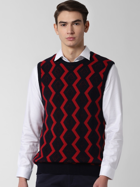 

Peter England Casuals Men Red & Black Self Design Sweater