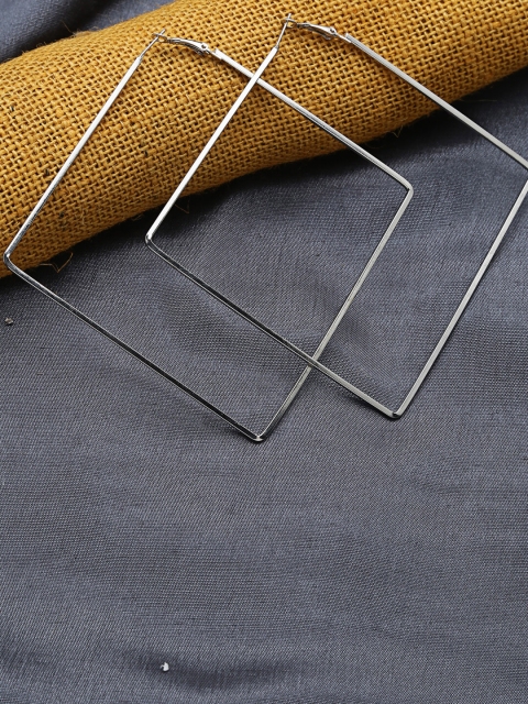 

ZeroKaata Silver-Toned Square Hoop Earrings