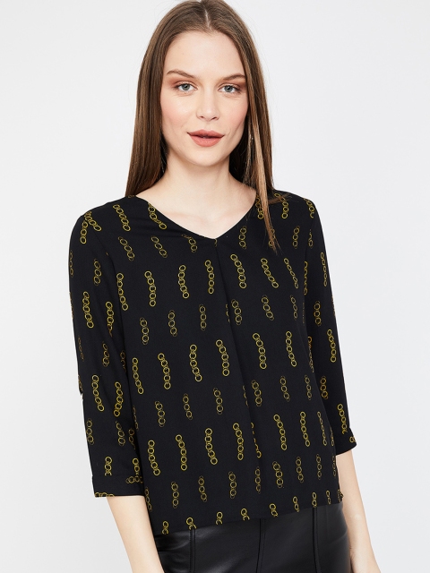 

Bossini Women Black & Yellow Printed Top