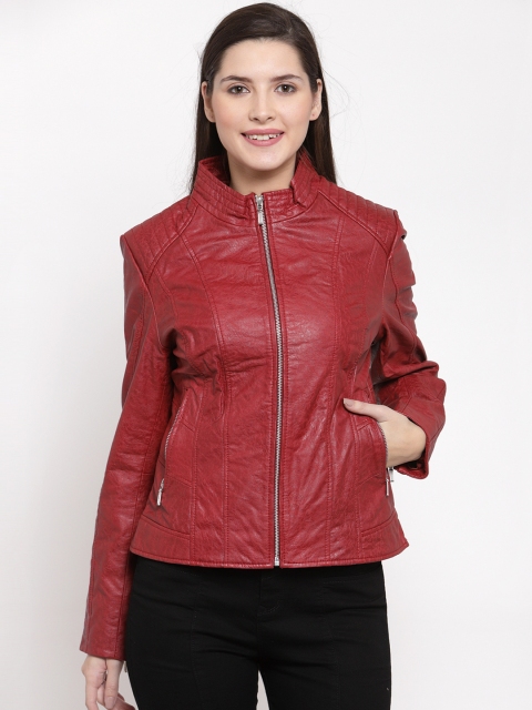 

Apsis Women Red Solid Lightweight Biker Jacket