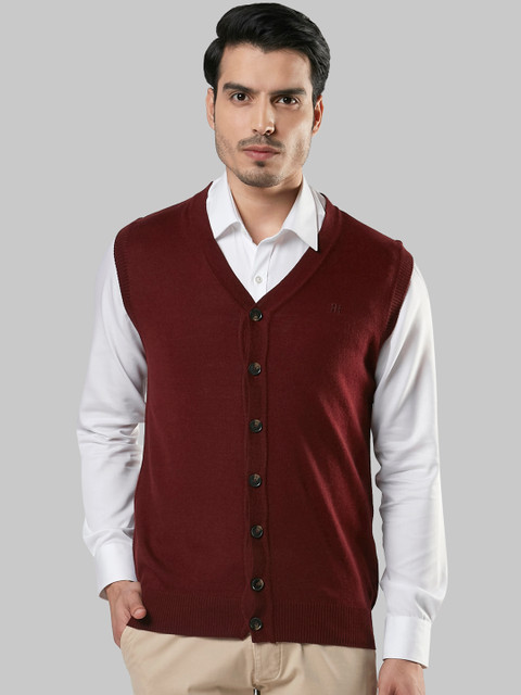 

Raymond Men Maroon Solid Sweater