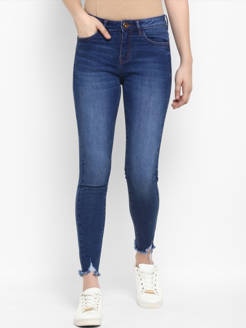 

FOSH Women Blue Slim Fit Mid-Rise Low Distress Stretchable Jeans
