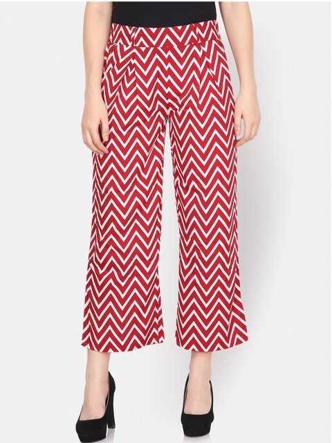 

Yaadleen Women Red & White Printed Straight Palazzos