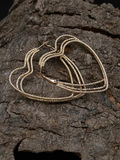 

ZeroKaata Gold-Toned Heart Shaped Hoop Earrings