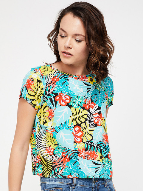 

Ginger by Lifestyle Women Blue & Yellow Printed Top