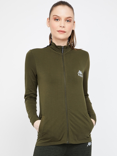 

Kappa Women Olive Green Solid Sweatshirt