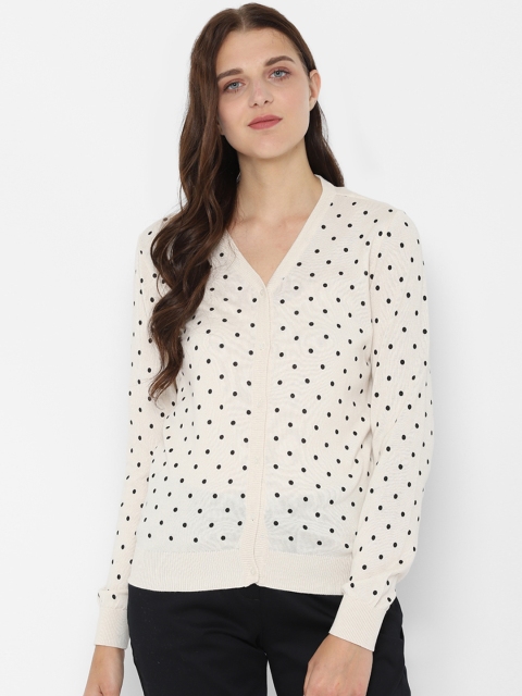 

Allen Solly Women Cream-Coloured & Black Printed Cardigan Sweater