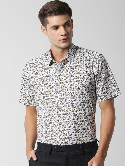 

Peter England Men White & Olive Green Regular Fit Printed Formal Shirt