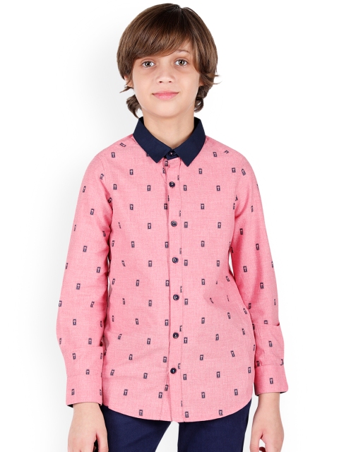 

One Friday Boys Pink Regular Fit Printed Casual Shirt