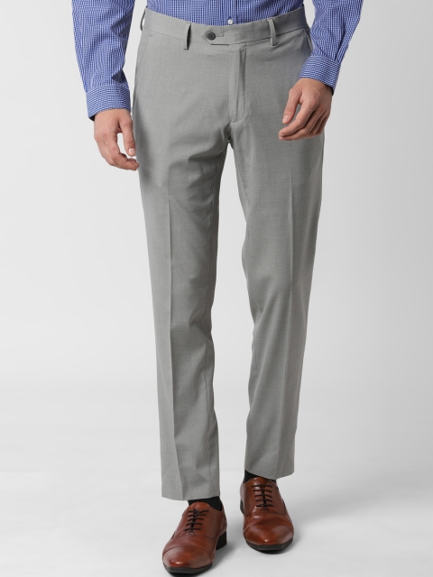 

Peter England Men Grey Slim Fit Solid Formal Trousers