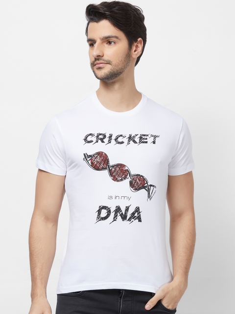 

Imagica Men White Printed Round Neck T-shirt