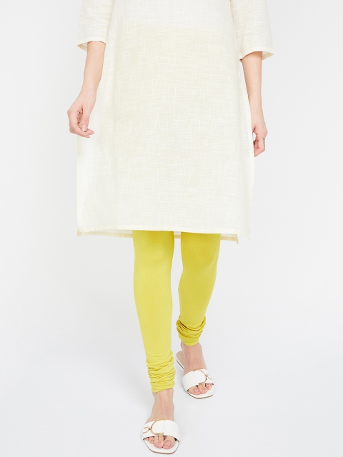 

Melange by Lifestyle Women Lime Green Solid Churidar-Length Leggings