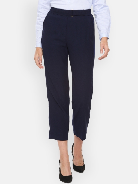 

Van Heusen Woman Navy Blue Regular Fit Solid Regular Trousers