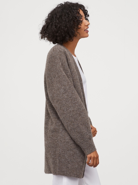 

H&M Women Beige Solid Wool Blend Cardigan
