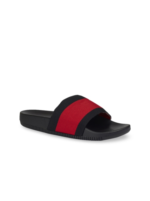 

ALDO Men Black & Red Colourblocked Sliders