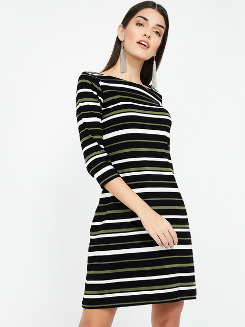 

Bossini Women Striped Olive Green T-shirt Dress