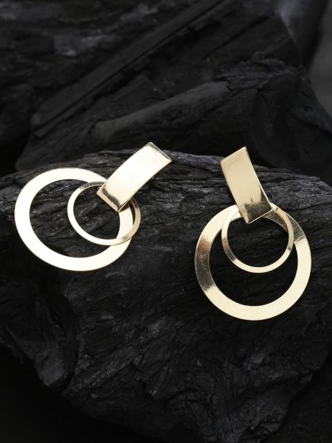 

ZeroKaata Gold-Toned Circular Drop Earrings