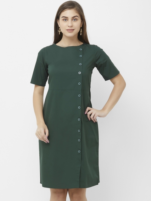

109F Women Green Solid Sheath Dress