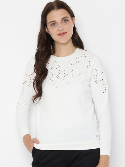 

Allen Solly Woman White Solid Sweatshirt