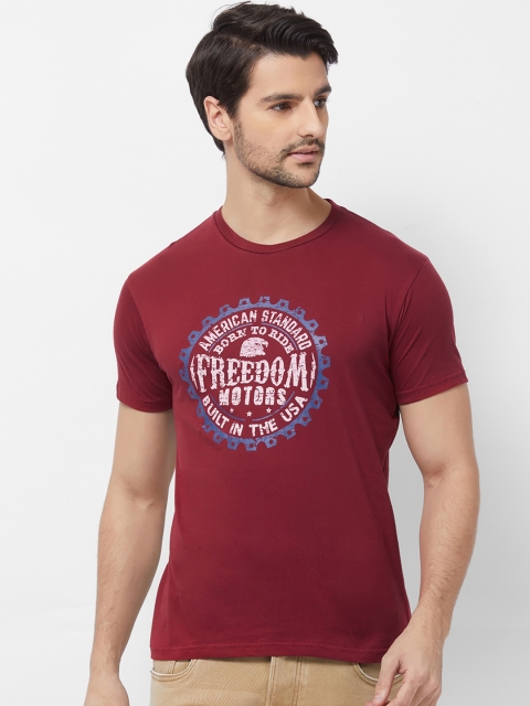 

Imagica Men Maroon Printed Round Neck T-shirt
