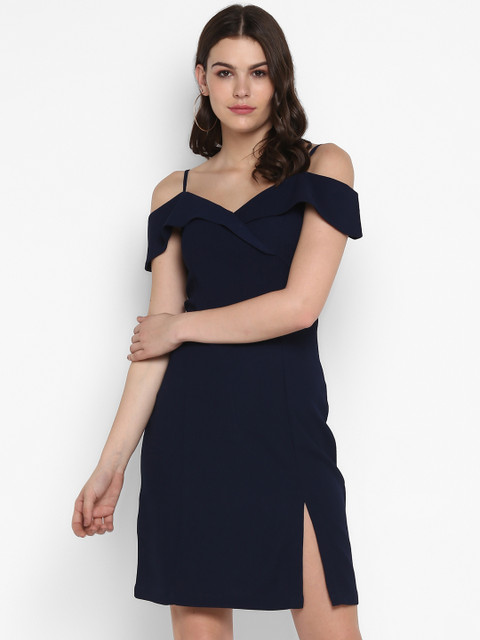 

MIAMINX Women Navy Blue Solid Sheath Dress