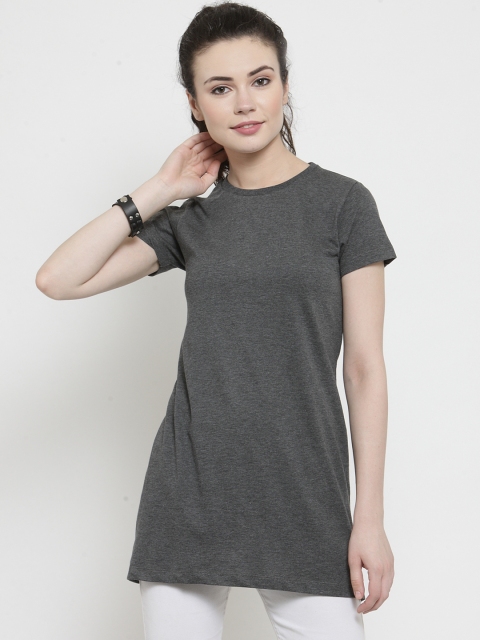

Kalt Women Grey Solid Tunic, Grey melange