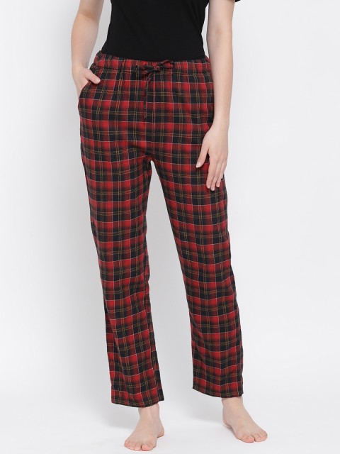 

Oxolloxo Women Red & Black Checked Lounge Pants