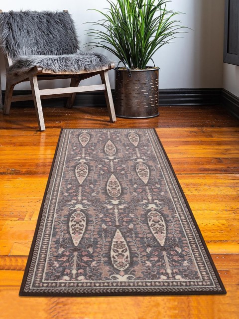

RUGSMITH Pink & Black Printed Anti-Skid Floor Runner