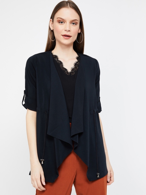 

Bossini Women Navy Blue Solid Open Front Shrug