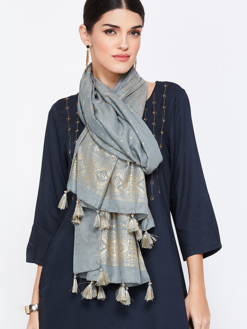 

Melange by Lifestyle Women Grey Printed Dupatta