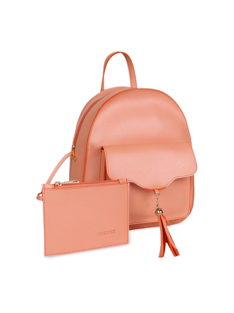 

Lychee bags Women Peach-Coloured Solid Backpack