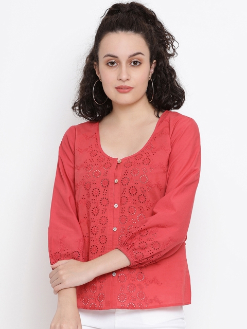 

SQew Women Coral Pink Solid Top