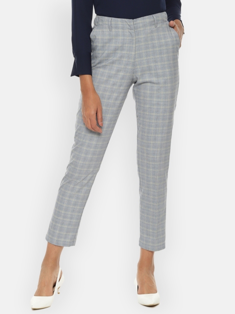 

Van Heusen Woman Grey Regular Fit Checked Cropped Regular Trousers