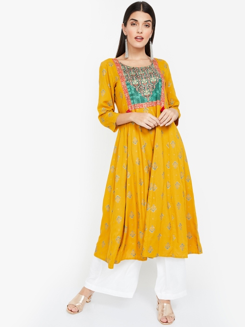 

Melange by Lifestyle Women Mustard Yoke Design A-Line Kurta