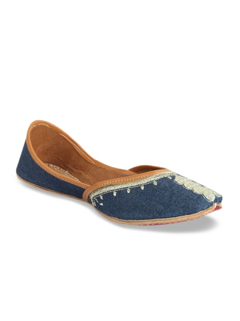 

Ta Chic Women Blue Embellished Canvas Mojaris