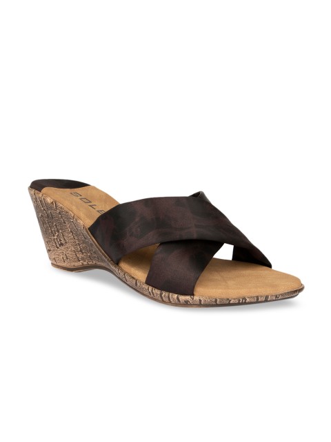 

SOLES Women Brown Printed Wedges