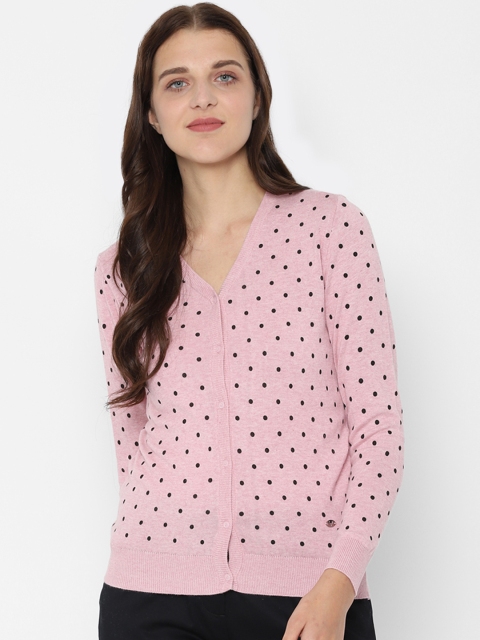 

Allen Solly Women Pink & Black Printed Cardigan Sweater