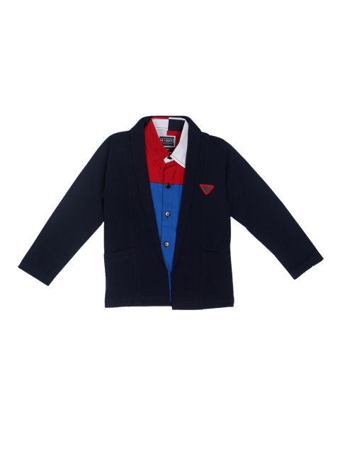 

Noddy Boys Red Regular Fit Colourblocked Casual Shirt