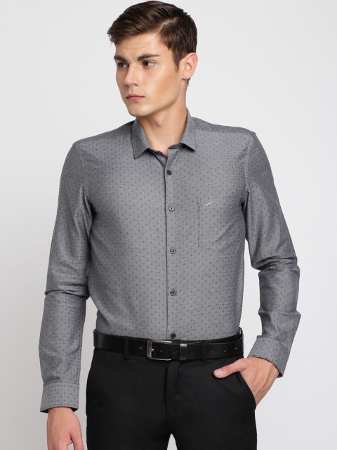 

Crocodile Men Grey Slim Fit Self Design Formal Shirt