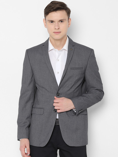 

Allen Solly Men Grey Self-Design Slim-Fit Single-Breasted Blazer