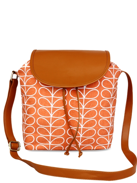 

Lychee bags Peach-Coloured & Brown Printed Sling Bag
