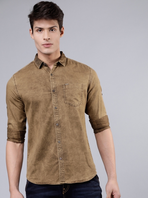 

Ecko Unltd Men Khaki Slim Fit Solid Casual Shirt